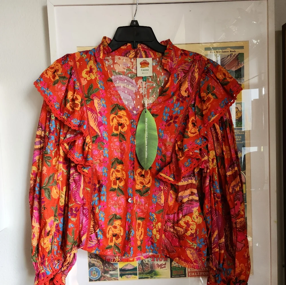 NWT FARM RioRed Spring Bananas Blouse - Picture 3 of 11